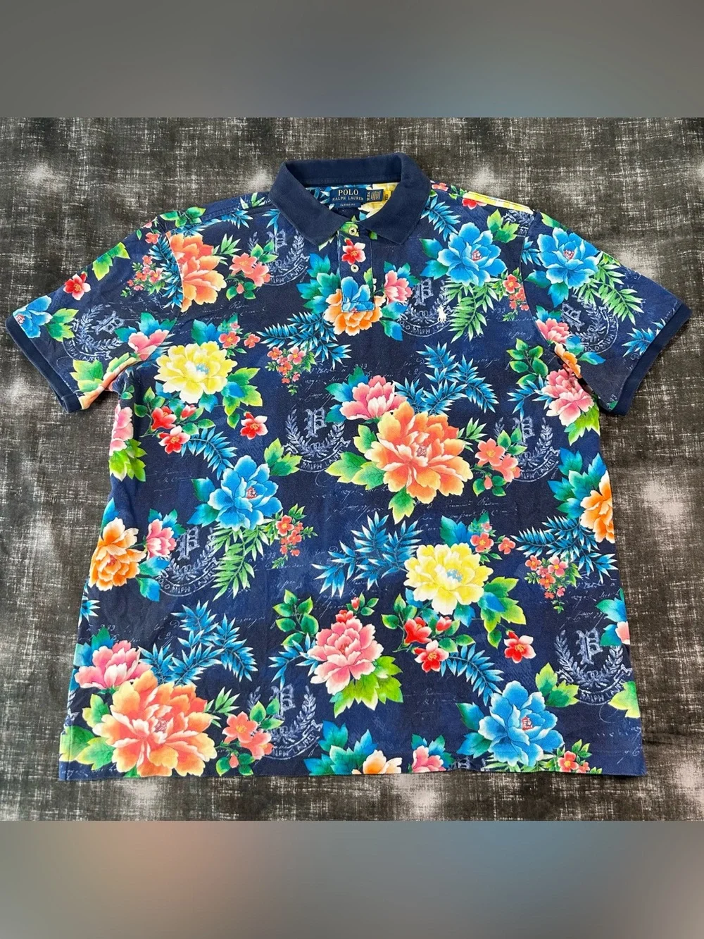 Polo Ralph Lauren Polo Mens XL Blue Floral Hawaiian Aloha Flower Tropical Shirt